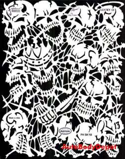 AIRBRUSH TEMPLATE Graphic STENCIL THE LUCKY 13 Skulls  