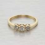 Vintage 14k Gold Three Stone Diamond Anniversary Ring  