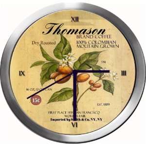  THOMASON 14 Inch Coffee Metal Clock Quartz Movement 