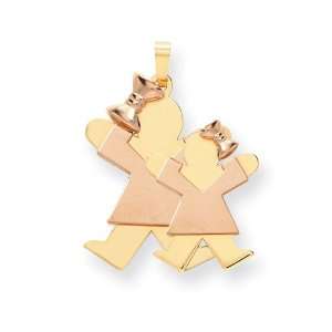  14k Two Tone Big Girl and Little Girl Engraveable Charm 