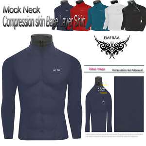 Mock Neck Compression shirt skin base layer tight S 2XL  