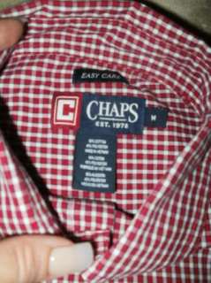 RALPH LAUREN CHAPS mens M red plaid button shirt C46  