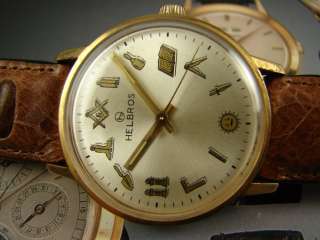   HELBROS GOLD TONE MENS WATCH VINTAGE 50s ULTRA CLASSIC BEAUTY  