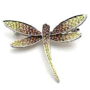  1.20 Ct.T.W. Multicolored Sapphire Dragonfly Brooch In 14kt 