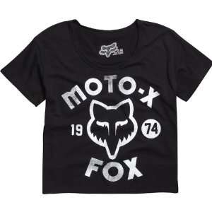 Fox Racing Moto X Crop Girls Short Sleeve Sports Wear Shirt   Black 
