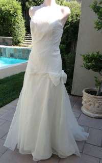 Stunning Ivory Silk & Lace Strapless Dropped Waist Bridal Wedding Gown 