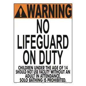  Warning No Lifeguard Sign 1502Wa1824E