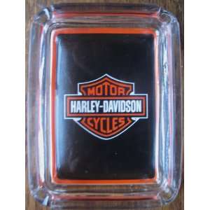  Harley Davidson Card & Glass Ashtray , Ring or Key Tray 
