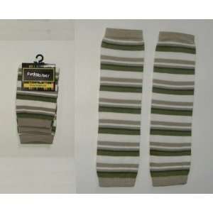  Baby Leg Warmers / Arm Warmers, Green, Tan & Ivory Stripes 