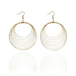  Look East Wound Wire Hoop Pierced Earrings   Gold Jewelry