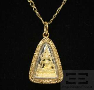   14K Yellow Gold Chain and Triangle Buddha Pendant Necklace  