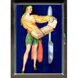  PIN UP VINTAGE WITH KNIVES ID CIGARETTE CASE WALLET 