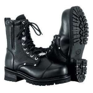  Double Zipper Field Leather Boots 11 Black Cruiser Harley Davidson