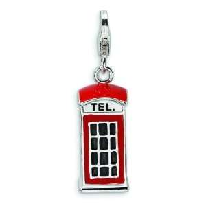    Ster Silver Enameled Phone Booth Lobster Clasp Charm Jewelry