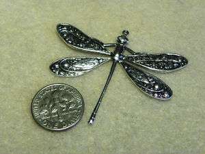ANTIQUE SILVER PLATED 50x43mm EMPEROR DRAGONFLY DROP  