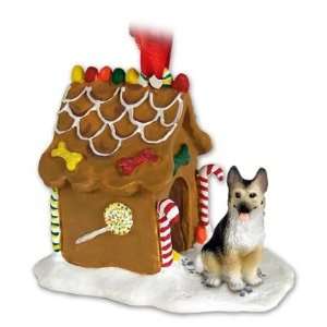 German Shepherd Tan/Black Ginger Bread Dog House Ornament  