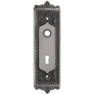 Egg & Dart Style Forged Brass Door Plate with Keyhole Antique Pewter.