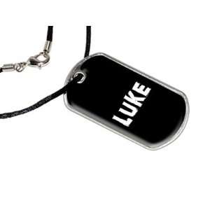  Luke   Name Military Dog Tag Black Satin Cord Necklace 