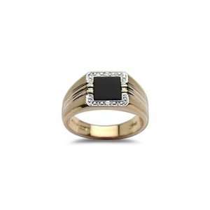  2 DIA MENS 6.5mm SQUARE ONYX CLASSIC RING 7.0 Jewelry