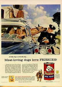 1956 Friskies Great Dane Kisses Ad Print  