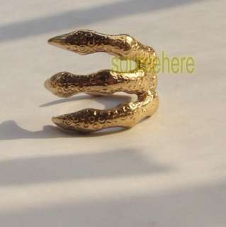 Womens Talon Ring Golden Tone Punk Wraparound Claw Clamp Rings Gothic 