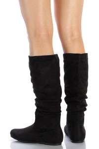 NEW SODA WOMENS SHOES WINTER FLAT BOOTS SLOUCHY KNEE HIGH SCRUNCH 