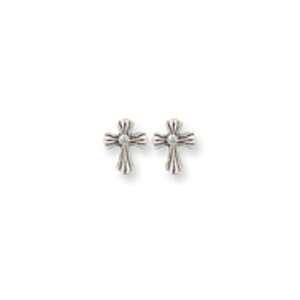  Silver tone Crystal Cross Post Earrings   JewelryWeb 