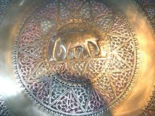 ANTIQUE BRASS SILVER COPPER TRAY COFFEE TABLE INDIAN CEYLON METAL 