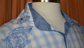 English Laundry Christopher Wicks LONG SLEEVE BLUE COTTON PLAID SHIRT 