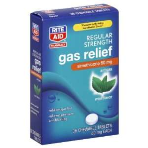 Rite Aid Gas Relief, Regular Strength, 80 mg, Chewable Tablets, Mint 