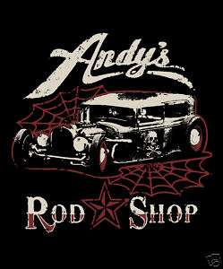 Andys Rod Shop Rat Rod, Hot Rod Crew Sweat Shirt Black  