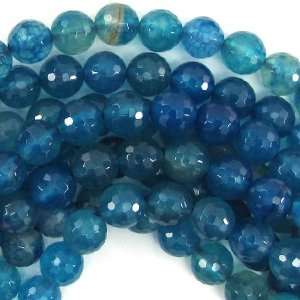    8mm faceted blue crab agate round beads 7.5 strand