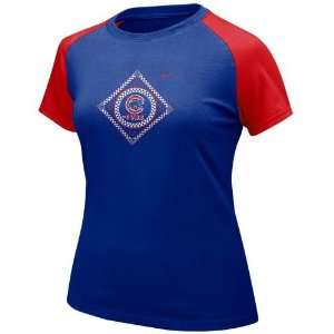   Royal Blue Ladies Baseball Diamond Raglan T shirt