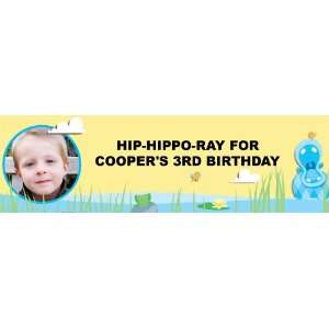 Hippo Blue Personalized Photo Banner Large 30 x 100