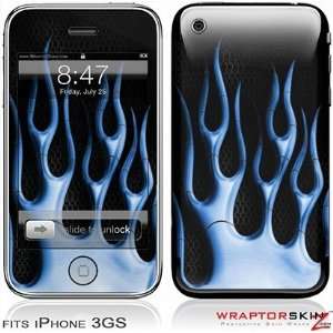   & 3GS Skin and Screen Protector Kit   Metal Flames Blue Electronics