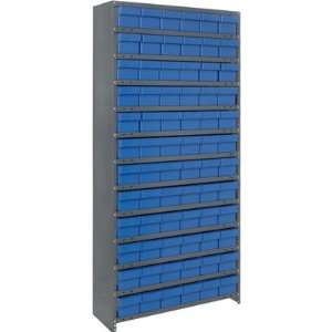   Drawers   18in. x 36in. x 75in. Rack Size, Blue, 13 Shelves, 72 Bins