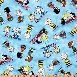  44 Wide Happiness Is…Peanuts Characters Blue Fabric By The 