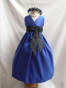 ROYAL BLUE BLACK WEDDING PARTY FLOWER GIRL DRESS 1  1 4  