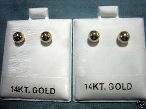6MM 14K Gold Ball Earrings, 2 Pair  