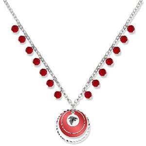  Atlanta Falcons Game Day Necklace W/ Red Glass Bead 