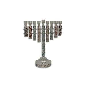  terling Silver Hanukkah Menorah with Colored Pipes and 