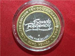10 Dollar Sands Regency JAZZ Unc Token .999 Silver  