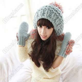   Girl Women Winter Warm Wool Hat Magic Big Ball Hit Color Doll Cap Hats