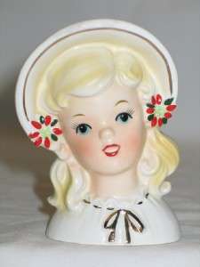 Vintage Christmas Inarco Ceramic Teen Girl Headvase 50s  