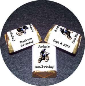 BIRTHDAY PARTY FAVORS Candy Wrappers DIRTBIKE Motocross  