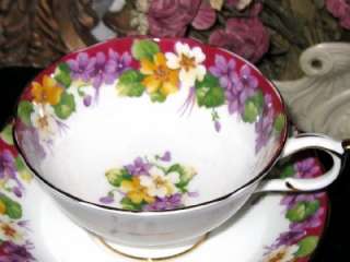 Paragon PURPLE VIOLETS & BLOSSOM Tea Cup and Saucer  