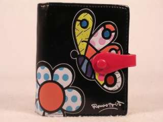 Artist Romero Britto BLACK Butterfly & Flowers SMALL Wallet NWT 