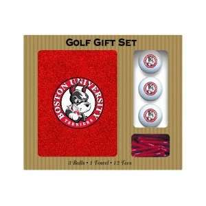 Boston Terriers Embroidered Towel, 3 balls and 12 tees gift set 