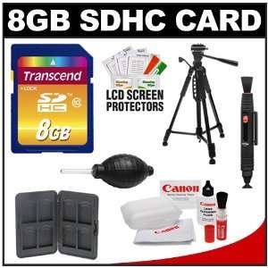  10 (SDHC) Memory Card + SD Hard Case + Tripod + Canon Lens Cleaning 