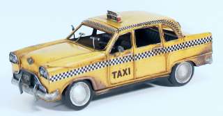 1933 NYC New York City Yellow Checker Taxi Cab Hand Painted Tin 
